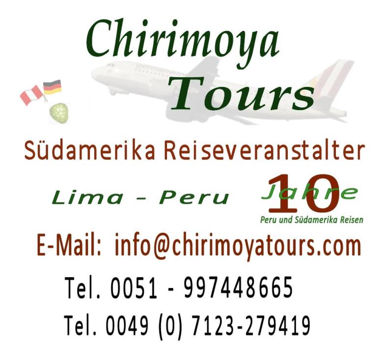 Chirimoya Tours Peru - 19 Jahre Reiseveranstalter Jubiläumslogo.