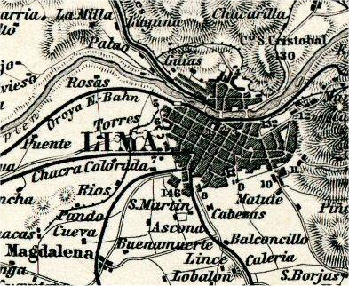 Alte Karte von Lima.