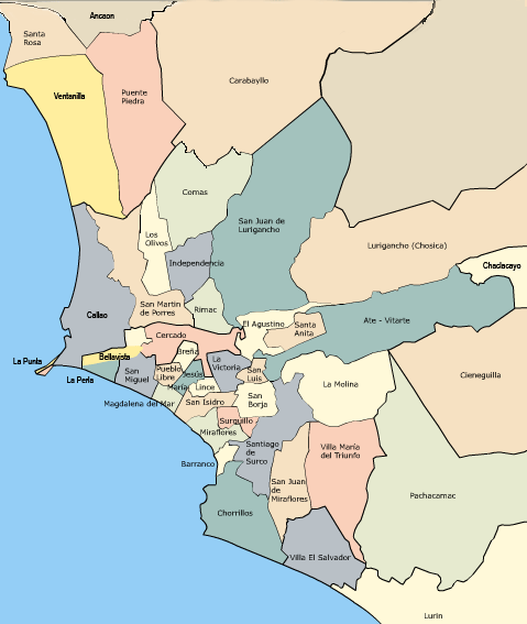 Stadtteile Bezirke von Lima